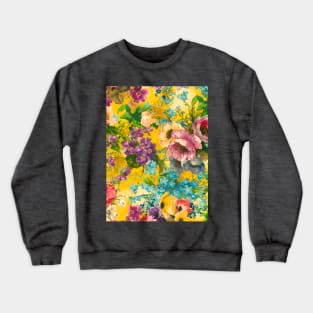 Vintage floral garden, shabby chic, vintage botanical, flowers illustration, yellow vintage floral pattern Crewneck Sweatshirt